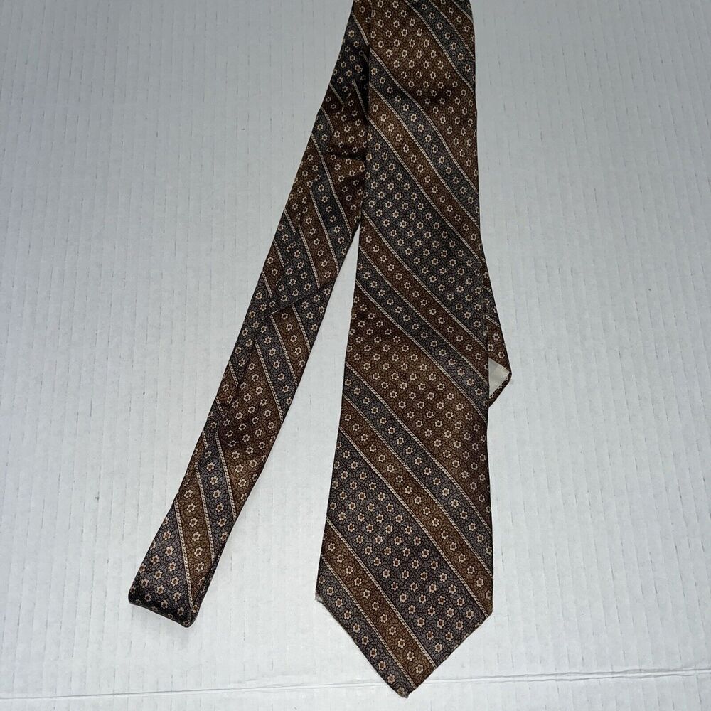 Yves Saint Laurent YSL Vintage Brown Gray Silk Men's Neck Tie